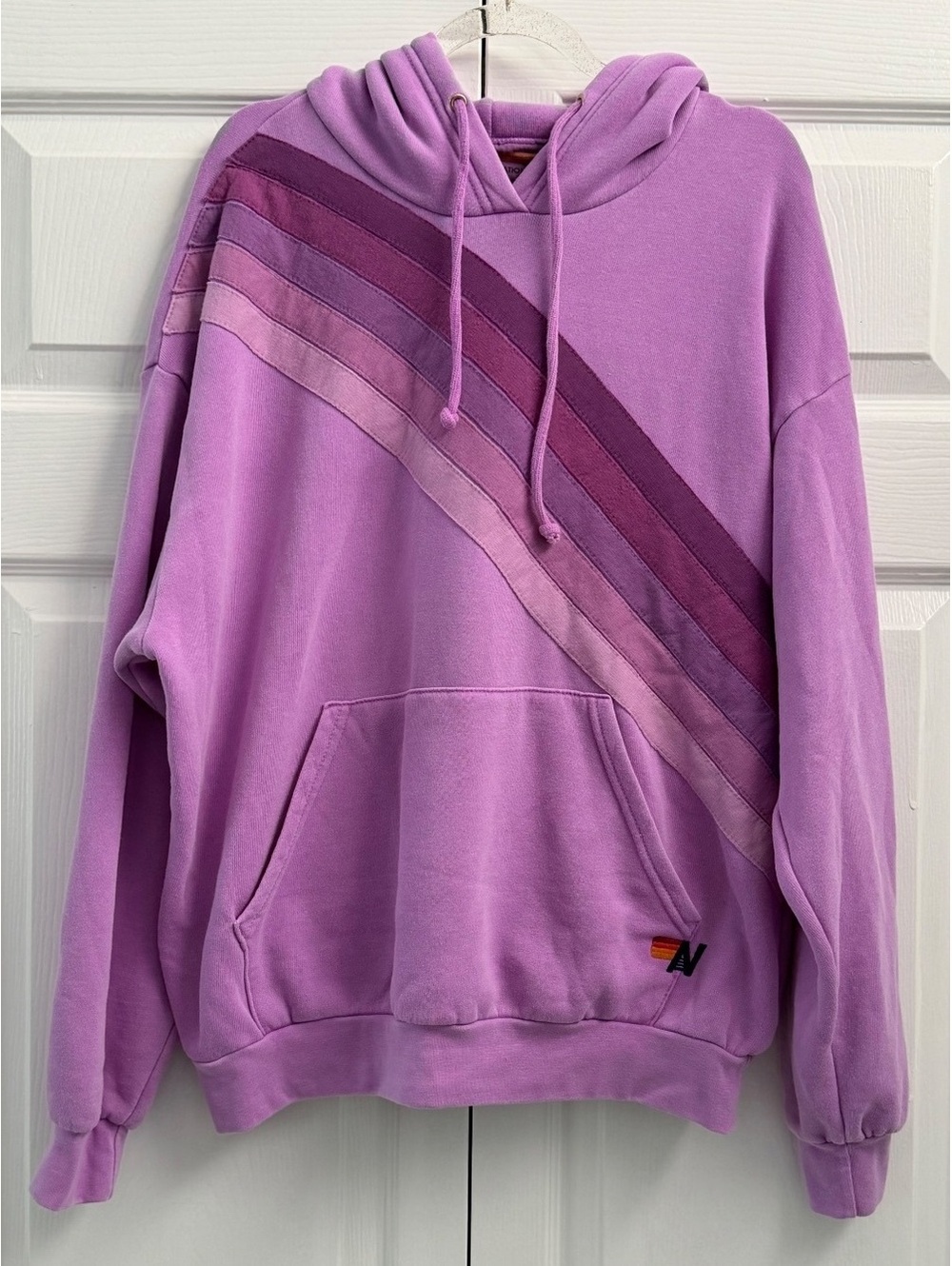 Aviator Nation Cross Stripe Relaxed Pullover Hoodie Small